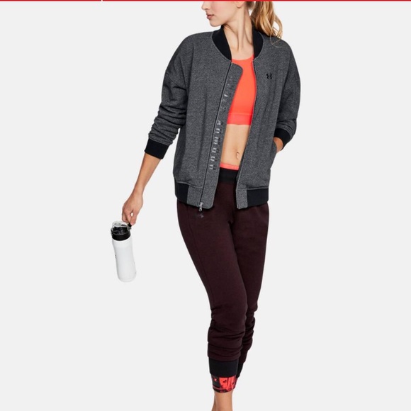 Under Armour Womens Threadborne Fleece Bomber,Black